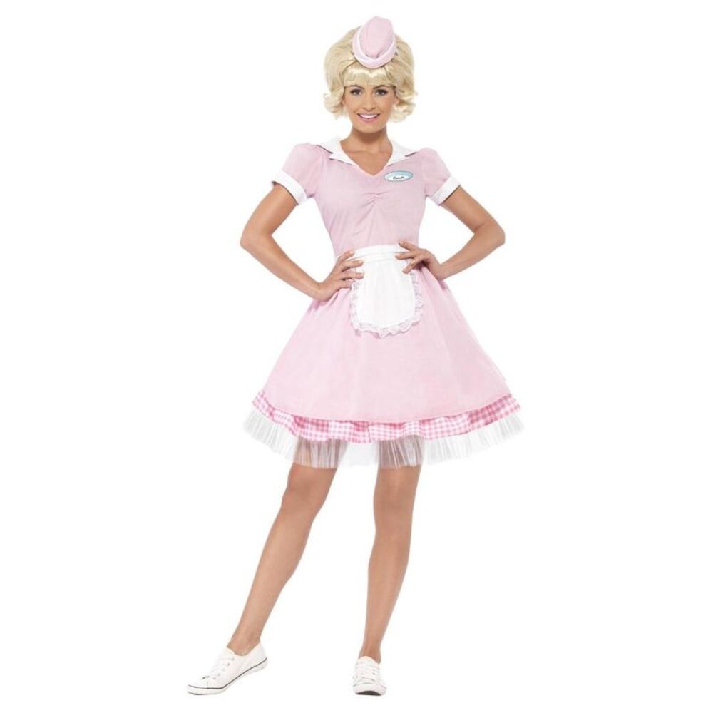 Smiffys Womens/Ladies 50s Diner Costume Set / Pink/White